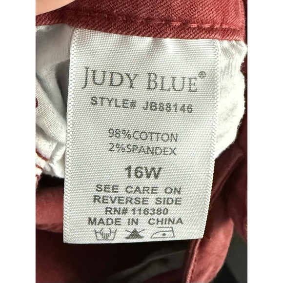Judy Blue Jeans Womens 16W Red Wash Denim Skinny Fit - Picture 11 of 11